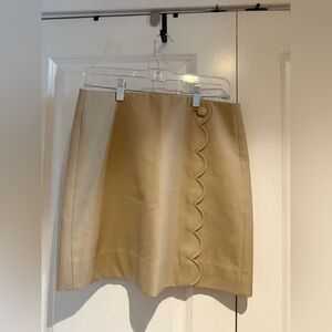 J. Crew Beige Scalloped Mini Skirt